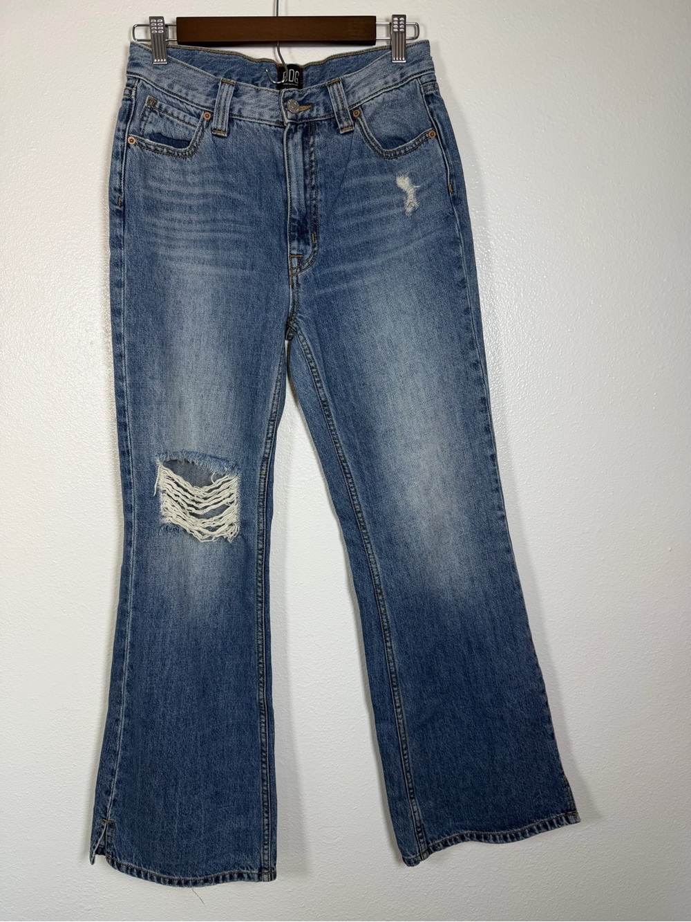 BDG Distressed Light Blue Flare Jeans